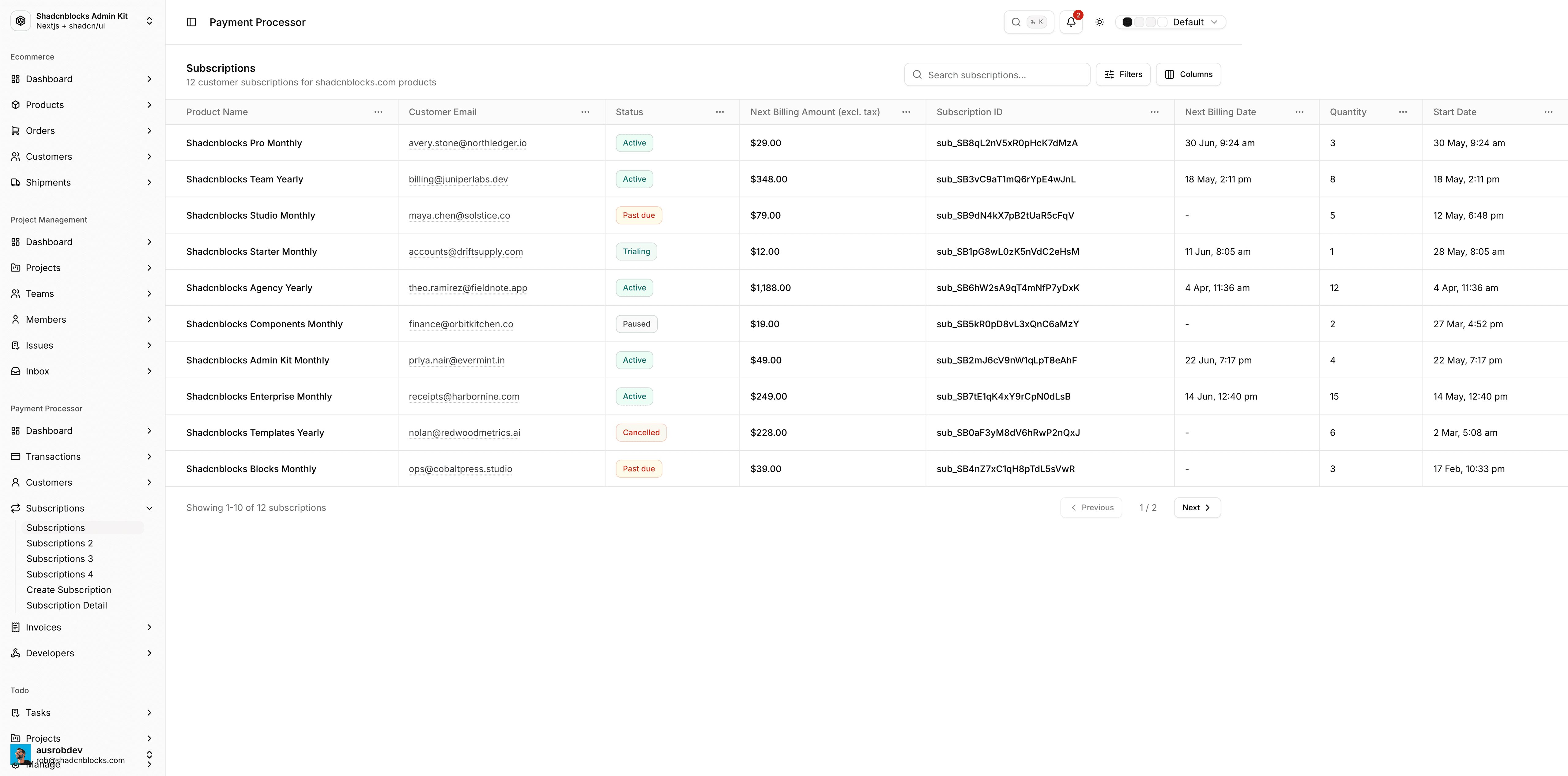 Shadcn Admin screenshot 9